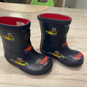 Boys Joules rain boots navy with red cars uk 4  us 5 New